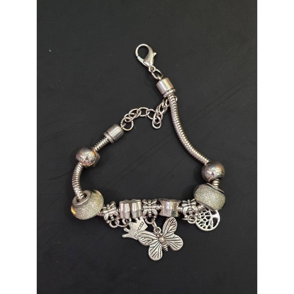 Butterfly Snake Chain Charm Bracelet Stainless Steel Size 8" & 2" Extender